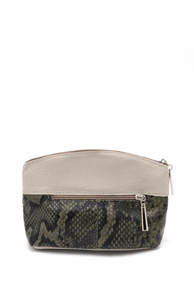 Косметичка женская из натуральной кожи ARTiS Bags 1233 4859-302 серо-зеленая на молнии 1233 4859-302 фото