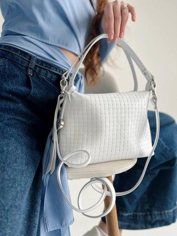 Невелика сумка з ручками плетена шкіра ARTiS Bags 1669 4811-5113 Біла 1669 4811-5113 фото