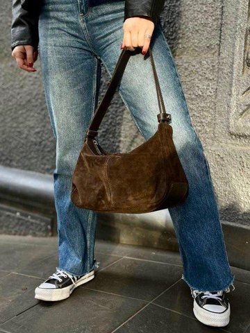 Сумка багет молодежная широкий ремень кожаная средняя коричневая ARTiS Bags 1820 202-4619 1820 202-4619 фото