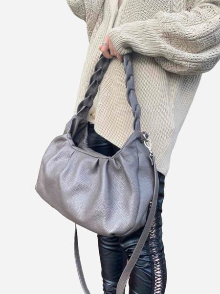 Сумка багет седло женская из натуральной кожи средняя ARTiS Bags 1784 4629 Серая (6501014133) 1784 4629 фото