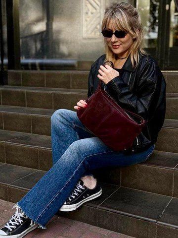 Сумка багет замшевая кожаная средняя бордовая ARTiS Bags 1820206-4925 1820206-4925 фото