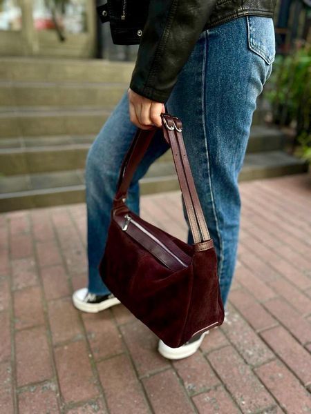 Сумка багет замшева шкіряна середня бордова ARTiS Bags 1820206-4925 1820206-4925 фото
