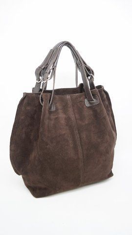 Сумка большая с короткими ручками из натуральной замши 985 202-4619 коричневая 985 202-4619 фото
