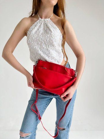 Сумка крос-боді через плече жіноча з натуральної шкіри середня ARTiS Bags 1777 4834_Червона 1777 4834 фото